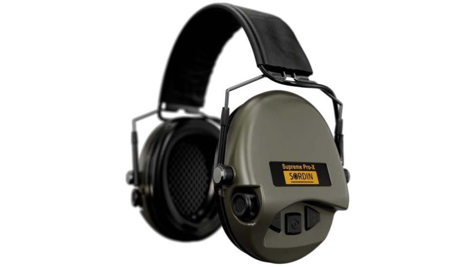 Sordin Supreme PRO-X Slim Headset, Leather Headband, Green Cups, 520473
