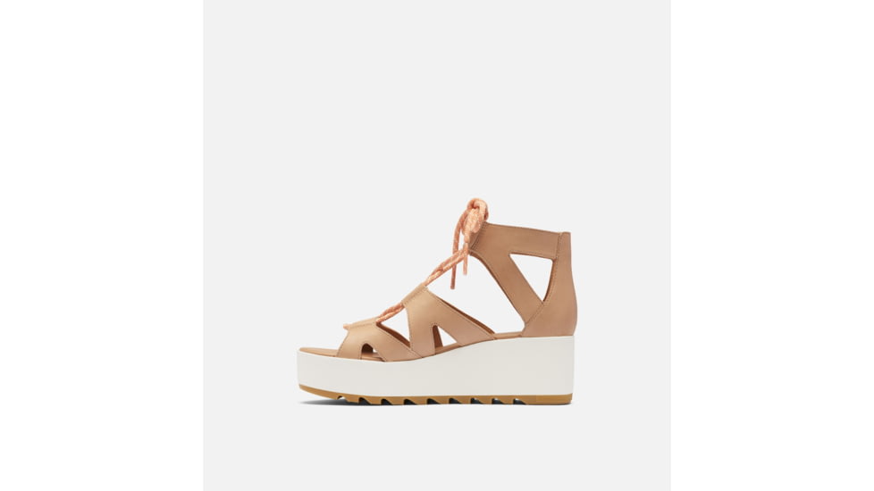 Sorel Cameron Flatform Lace Wedge Sandals Leather - Womens, Honest Beige/Gum 17, 9.5 US, 1999101-246-9.5