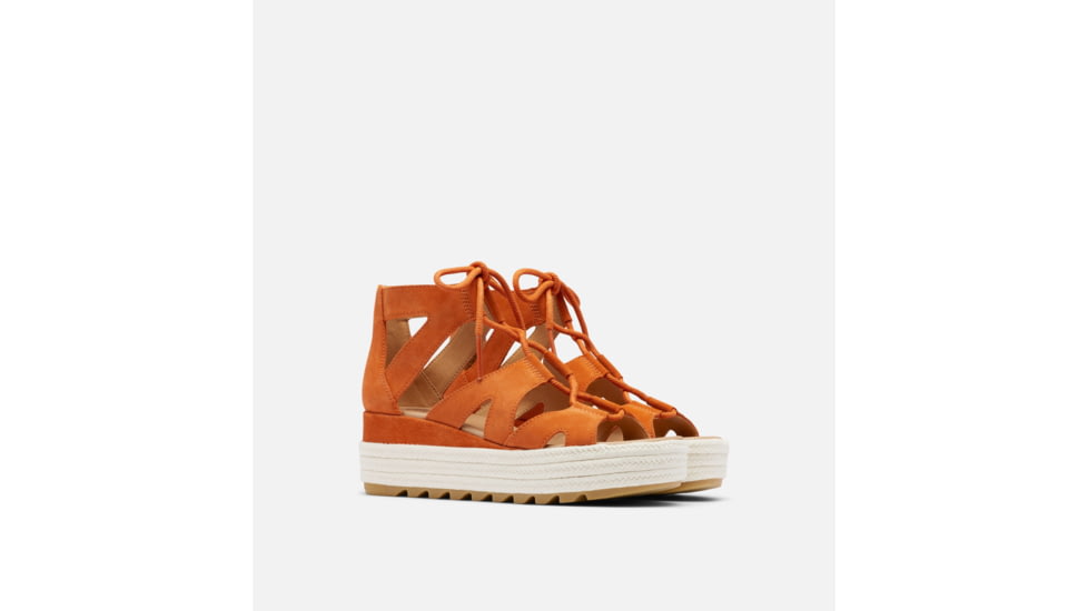 Sorel Cameron Flatform Lace Wedge Sandals Suede - Womens, Desert Sun/Gum 17, 8.5 US, 1999091-806-8.5
