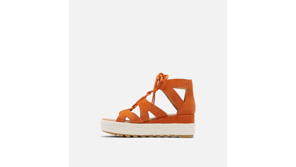 Sorel Cameron Flatform Lace Wedge Sandals Suede - Womens, Desert Sun/Gum 17, 8.5 US, 1999091-806-8.5
