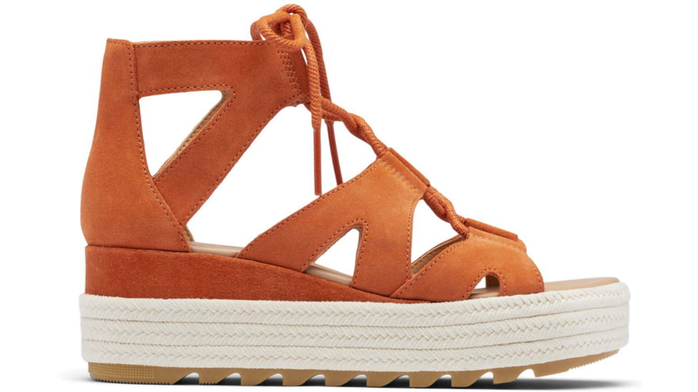 Sorel Cameron Flatform Lace Wedge Sandals Suede - Womens, Desert Sun/Gum 17, 8.5 US, 1999091-806-8.5