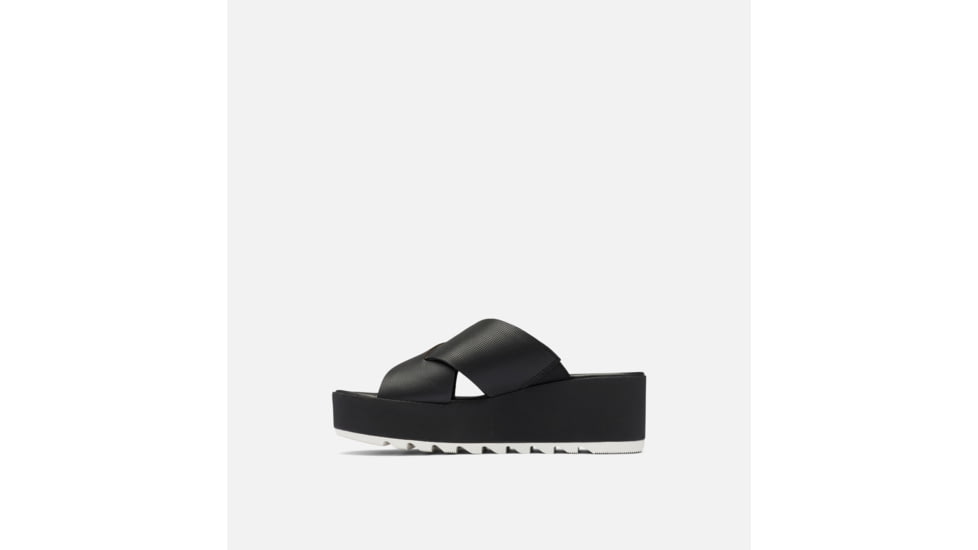 Sorel Cameron Flatform Mule Wedge Sandals Leather- Womens, Black/Sea Salt, 9 US, 1997951-010-9