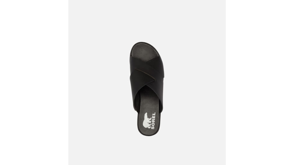 Sorel Cameron Flatform Mule Wedge Sandals Leather- Womens, Black/Sea Salt, 9 US, 1997951-010-9