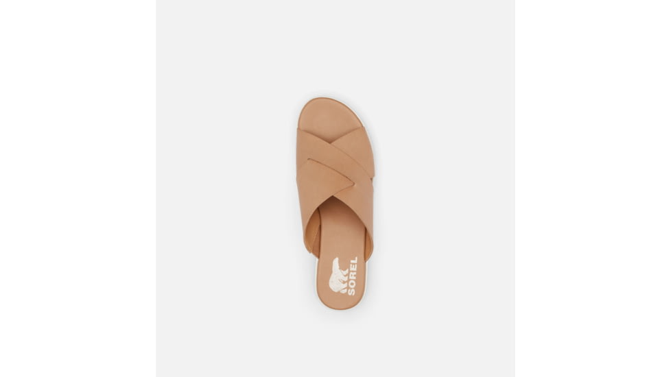 Sorel Cameron Flatform Mule Wedge Sandals Leather- Womens, Honest Beige/Sea Salt, 8 US, 1999151-246-8