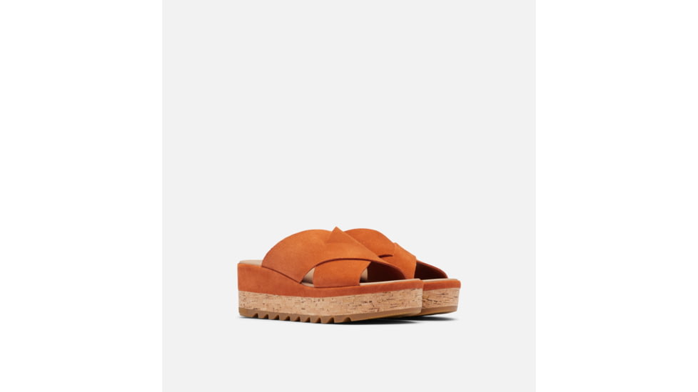 Sorel Cameron Flatform Mule Wedge Sandals Suede - Womens, Desert Sun/Gum 17, 7 US, 1999171-806-7