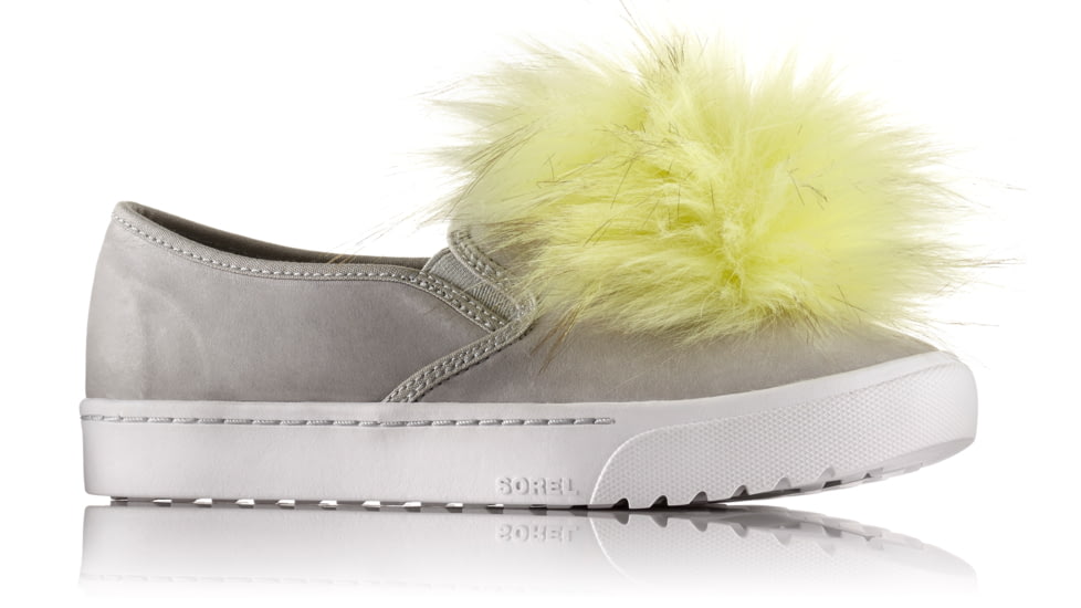 Sorel Campsneak Slip On Fur Casual Boot, Womens, Dove/Spring Yellow, 6 US, 1788141081-6