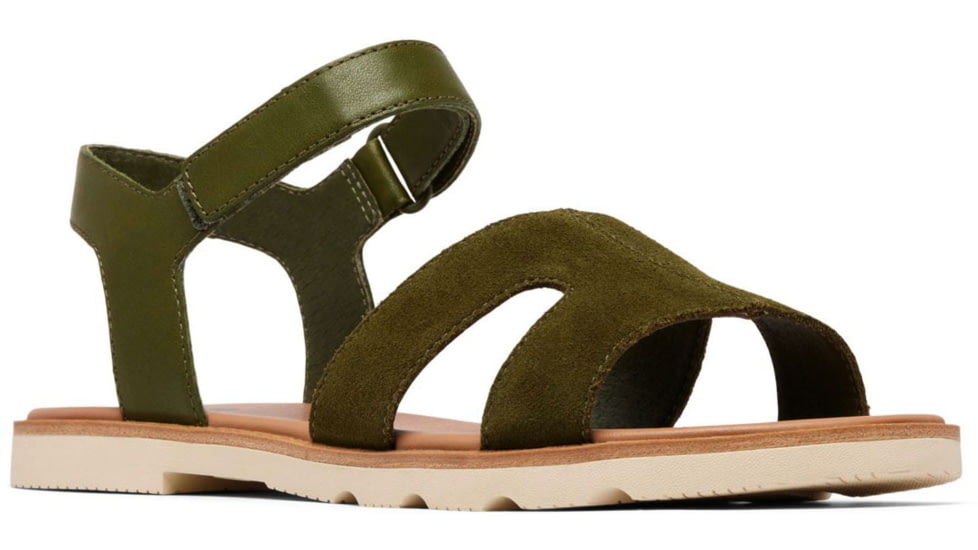 Sorel Ella III Ankle Strap - Womens, Utility Green/Honey White, 5, 2076821-355-5