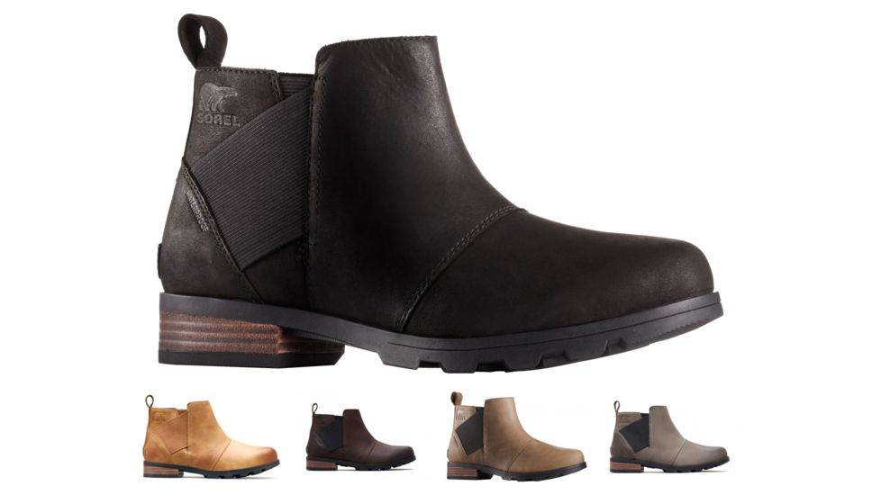 Sorel Emelie Chelsea Ankle Boots - Women's, Black/Black, Camel Brown, Cattail, Major/Black, Quarry
