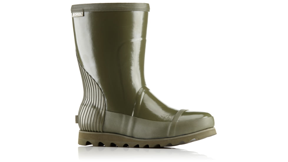 Sorel Joan Rain Short Gloss Rubber Boot, Womens, Nori/Zest, 5 US, 1757541383-5