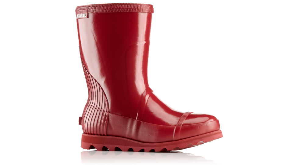 Sorel Joan Rain Short Gloss Rubber Boot, Womens, Red Dahlia/Candy Apple, 11 US, 1757541661-11