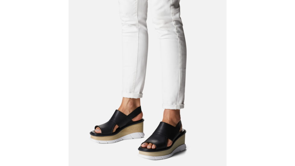 Sorel Joanie III Slingback Wedge Sandals - Womens, Black/White, 9.5 US, 1999411-010-9.5
