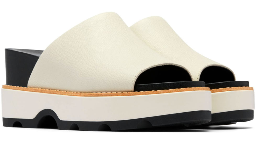 Sorel Joanie IV Slide Wedge Sandals - Womens, Chalk/Black, 5, 2069791-191-5