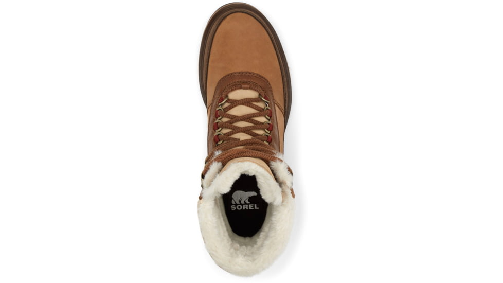 Sorel Lennox Lace Cozy STKD Waterproof Boot - Women's, Velvet Tan, Warp Red, 9.5, 2009271-242-9.5