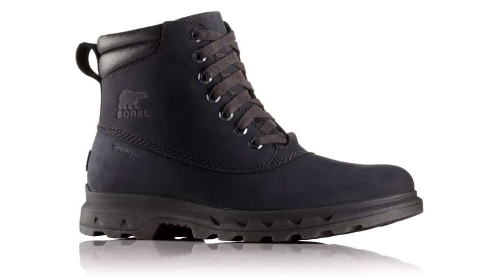 Sorel Portzman Lace Nubuck Leather Casual Boot, Mens, Black/Black, 13 US, 1760761010-13