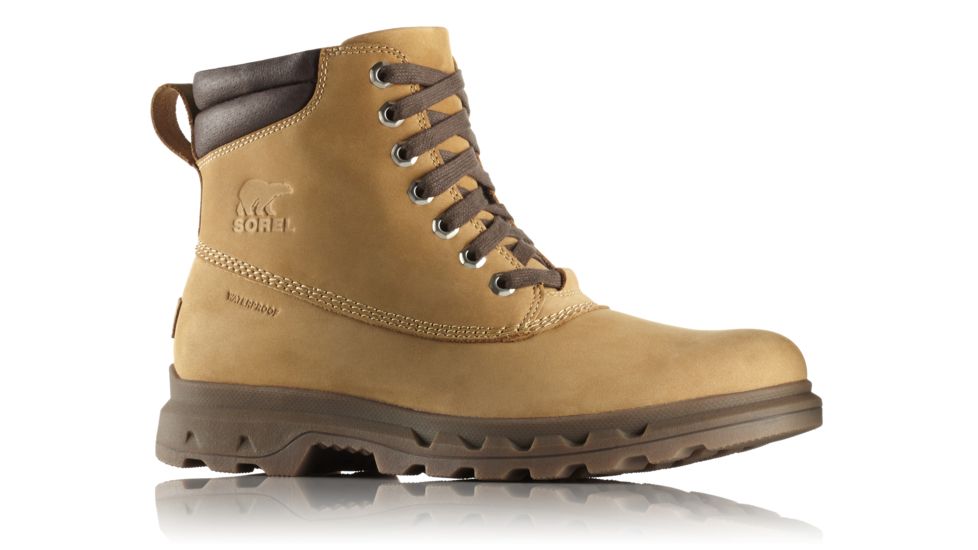 Sorel Portzman Lace Nubuck Leather Casual Boot, Mens, Buff/ Hawk, 10 US, 1760761281-10