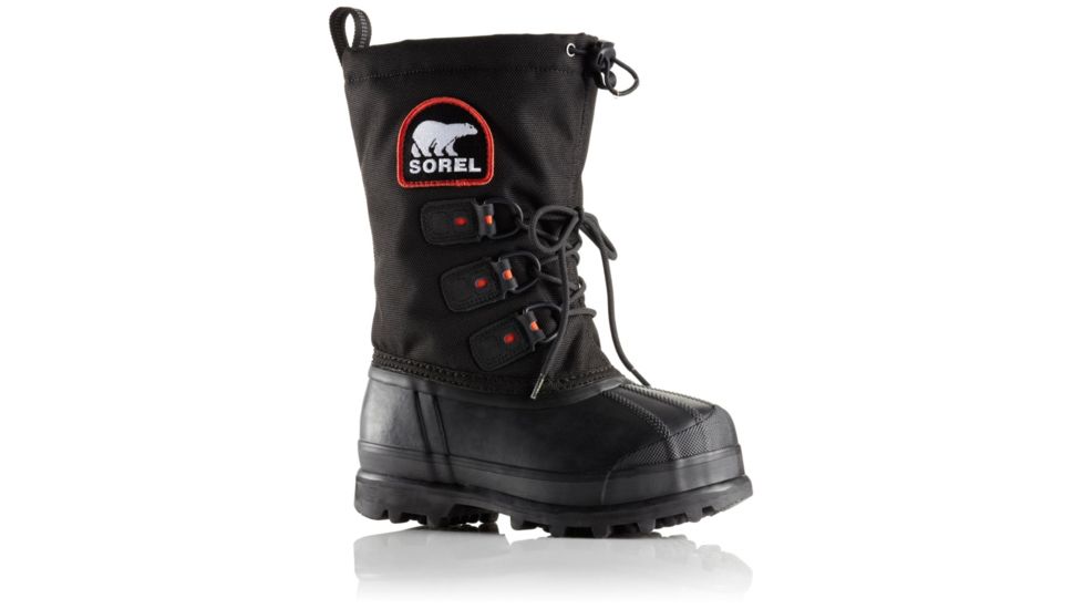 Sorel Youth Glacier XT Winter Boot, Black, Red Quar, 7, 1573921010-7