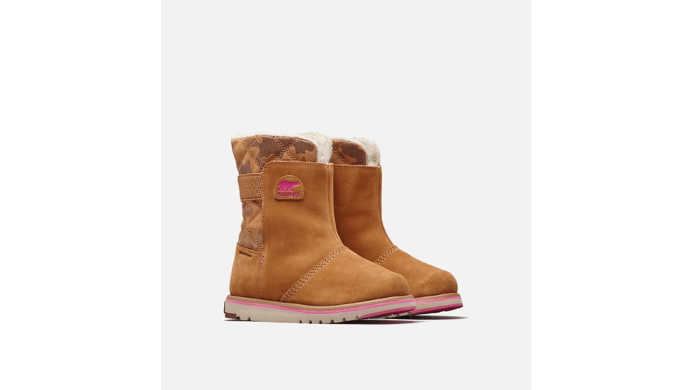Sorel Youth Rylee Camo Boot, Elk, Pink Ice, 7, 1767751286-7