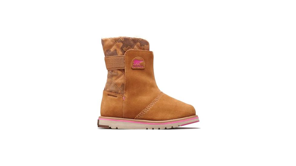 Sorel Youth Rylee Camo Boot, Elk, Pink Ice, 7, 1767751286-7