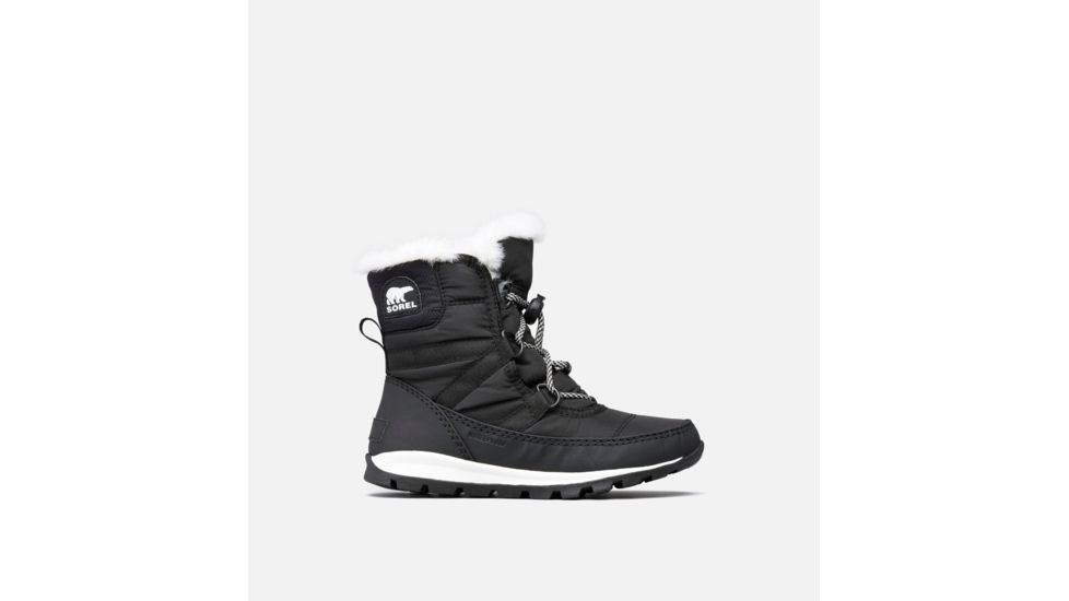 Sorel Youth Whitney Short Lace Boot, Black, Sea Salt, 4, 1767401011-4