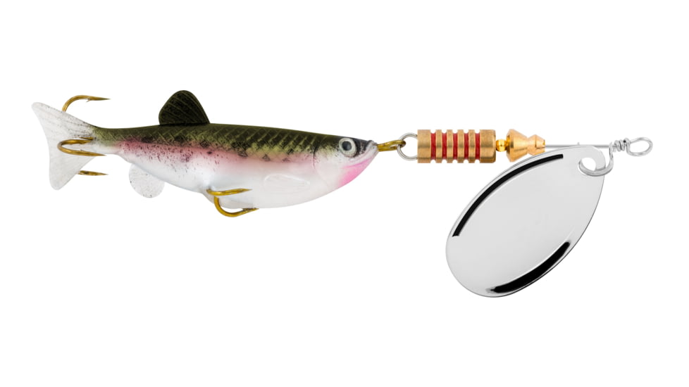 South Bend Mini Spin 1/4oz Silver/Rainbow Trout Number 2, SB-MIN14-RBT