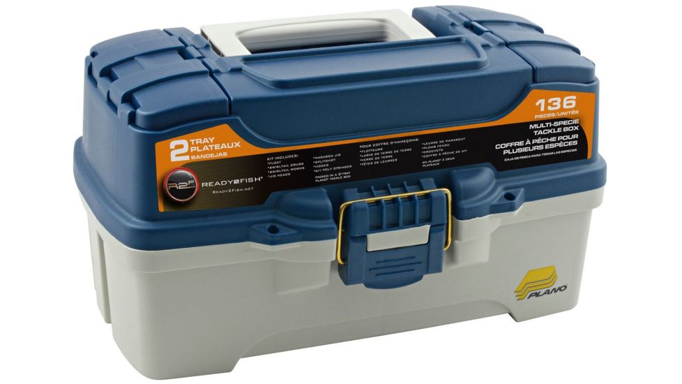 South Bend Ready 2 Fish 2-Tray Multi Specie Tackle Box,136 Pieces 139785