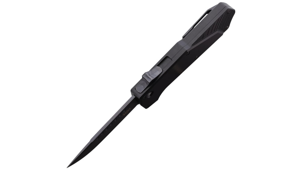 Southern Grind Auto Arachnid OTF Automatic Folding Knife, 3.25in, S35VN Stainless, Black Stonewash Finish, Black Anodized Aluminum Handle, SG12030120