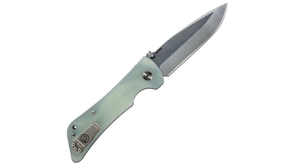 Southern Grind Bad Monkey Folding Drop Point with G10 Handle, Tumbled Satin Blade/Jade Ghost Green G10 Handle, Blade Length 4in SG03030004