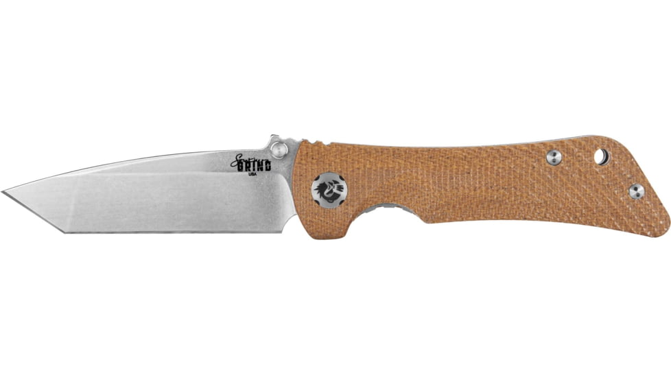 Southern Grind Spider Monkey Folding Knife, 3.25in, CPM S35VN Steel, Micarta Handle, Tanto Stain, Tan, SG06050025
