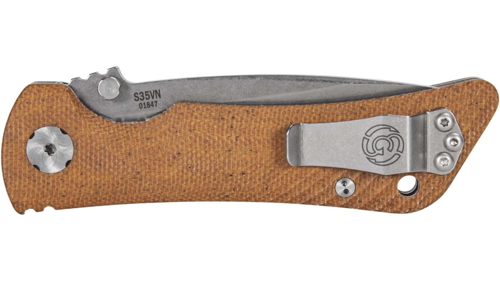 Southern Grind Spider Monkey Folding Knife, 3.25in, CPM S35VN Steel, Micarta Handle, Drop Point Stain, Tan, SG06030025