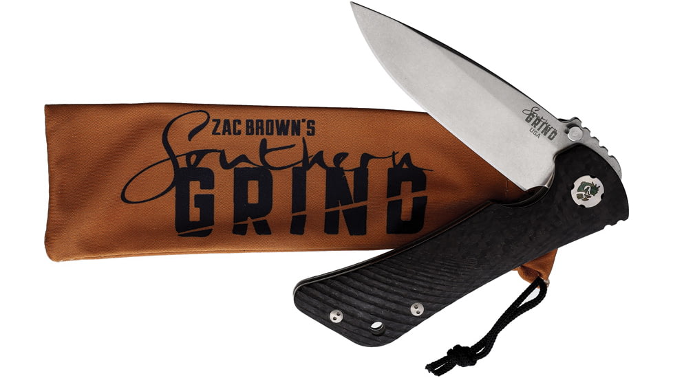 Southern Grind Spider Monkey DP Folding Knife, 4.25in Closed, 3.25in Stonewash Magnacut Steel Drop Point Blade, Carbon Fiber Handle, SG06130008