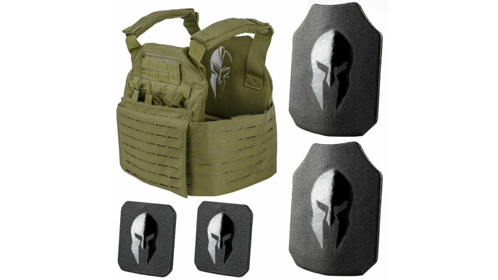Spartan Armor Systems Achilles NIJ Certified AR550 Package, Small/Extra Large, OD Green, Adjustable, SA-AR550PKG-AC-OD-FC-SP