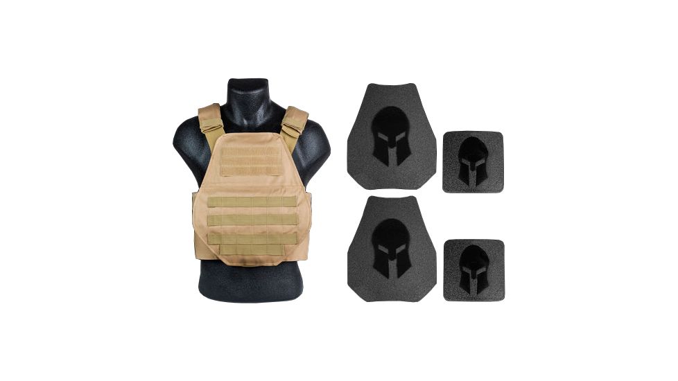 Spartan Armor Systems AR500 Omega Body Armor And Shooters Cut Plate Carrier Package special, Tan, Medium-Extra Large SAS-AR500PKG-SPC-CT-SPEC-KIT