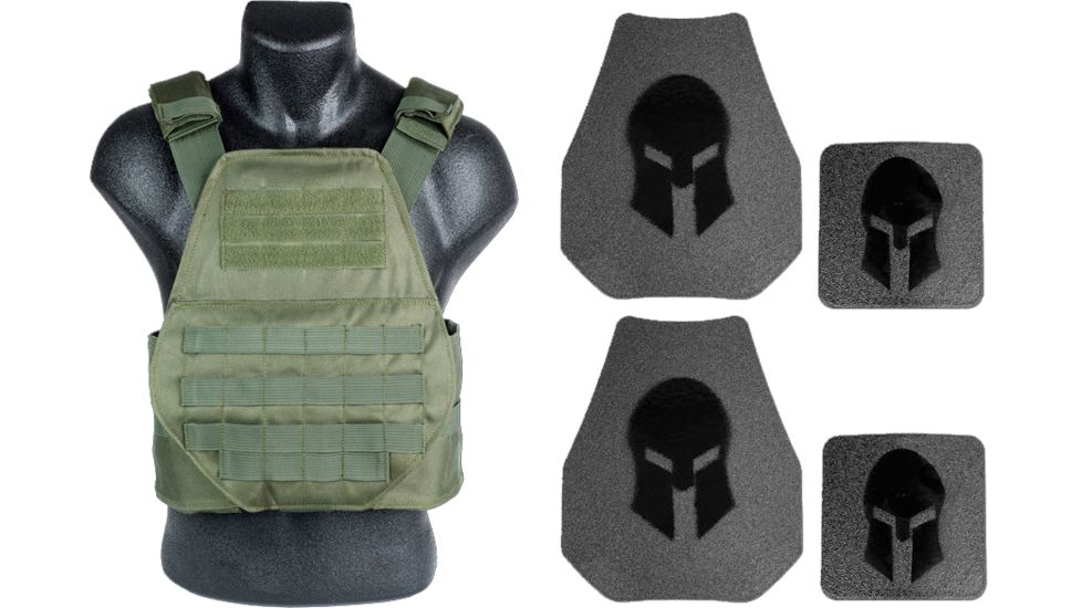 Spartan Armor Systems AR500 Omega Body Armor And Shooters Cut Plate Carrier Package special, OD Green, Medium-Extra Large SAS-AR500PKG-SPC-OD-SPEC-KIT
