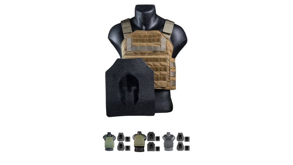 Spartan Armor Systems AR500 Omega Body Armor And Plate Carrier Package, Black, OD Green, Tan, Wolf Gray