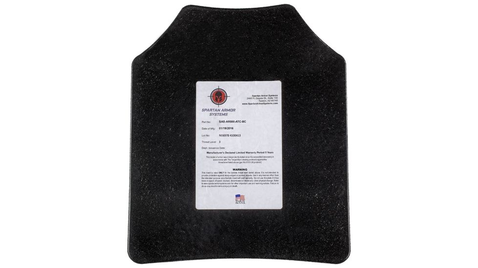 Spartan Armor Systems AR500 Omega Steel Core Body Armor Shooters Cut Set Of Two, Single Curve, Base Coat, Black, 10x12, SAS-AR5001012