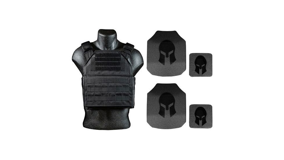 Spartan Armor Systems AR550 Body Armor And Shooters Cut Plate Carrier Package special, Black, Medium-Extra Large, AR550PKG-SPC-BK-SPEC-KIT