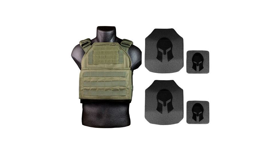 USED Spartan Armor Systems AR550 Body Armor And Shooters Cut Plate Carrier Package special, OD Green, Medium-Extra Large, AR550PKG-SPC-OD-SPEC-KIT, EDEMO1