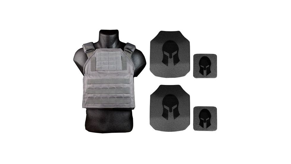Spartan Armor Systems AR550 Body Armor And Shooters Cut Plate Carrier Package special, Wolf Gray, Medium-Extra Large, AR550PKG-SPC-WG-SPEC-KIT