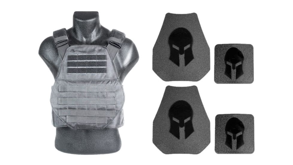 Spartan Armor Systems AR550 Body Armor And Swimmers Cut Plate Carrier Package special, Wolf Gray, Medium-Extra Large, AR5-SPW-WG-SPEC-KIT