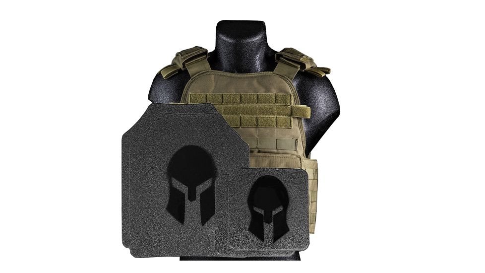 Spartan Armor Systems Armor/condor Defender Extra Large Plate Carrier And AR550 Body Armor Platform Single Curve, Base Coat, Coyote Brown, 2XL-4XL SAS-PKG550-DFPC-CB-KIT