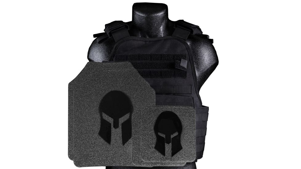 Spartan Armor Systems Armor/condor Defender Extra Large Plate Carrier And AR550 Body Armor Platform Single Curve, Base Coat, Black, Medium-Extra Large SAS-PKG550-DFPC-KIT