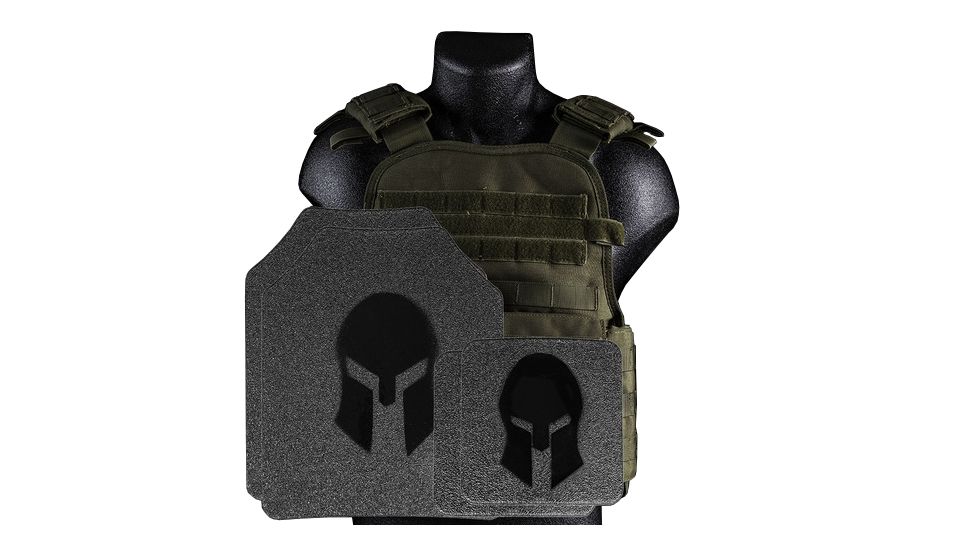 Spartan Armor Systems Armor/condor Defender Extra Large Plate Carrier And AR550 Body Armor Platform Single Curve, Base Coat, OD Green, 2XL-4XL SAS-PKG550-DFPC-OD-KIT