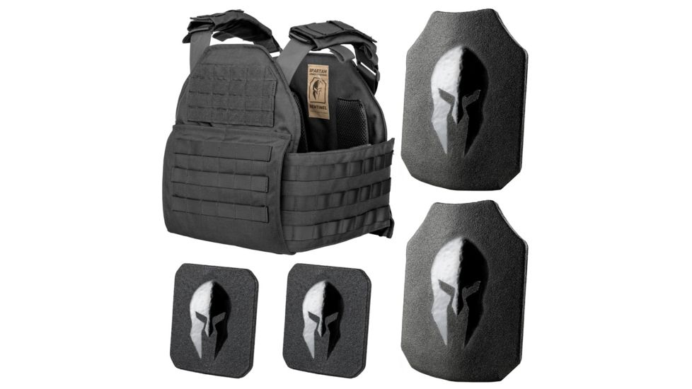 Spartan Armor Systems Armor Systems AR550 Level III+ Body Armor And 10x12 Sentinel Plate Carrier Package, Black, Medium-Extra Large, P55-STNL1012-BK-kit