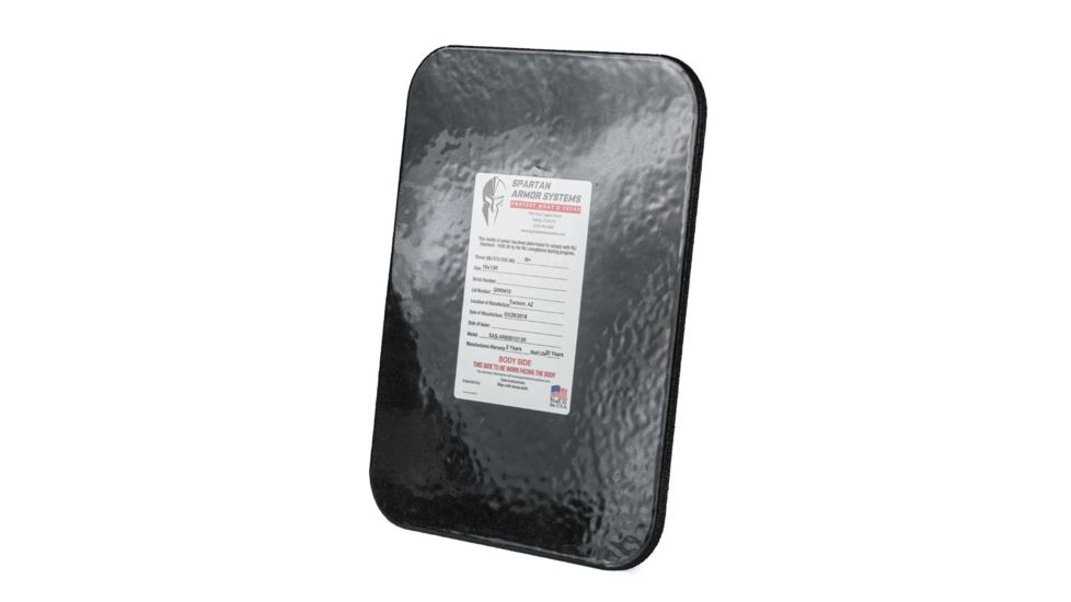 Spartan Armor Systems Backpack Armor - Spartan Armor Systems Armaply AR650 Steel Core Armor Panel, Black, 10x13, SAS-AR6501013R, SAS-AR6501013R
