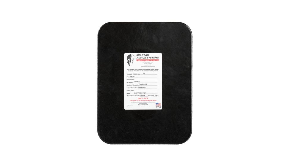 Spartan Armor Systems Backpack Armor - Spartan Armor Systems Armaply AR650 Steel Core Armor Panel, Black, 10x13, SAS-AR6501013R, SAS-AR6501013R