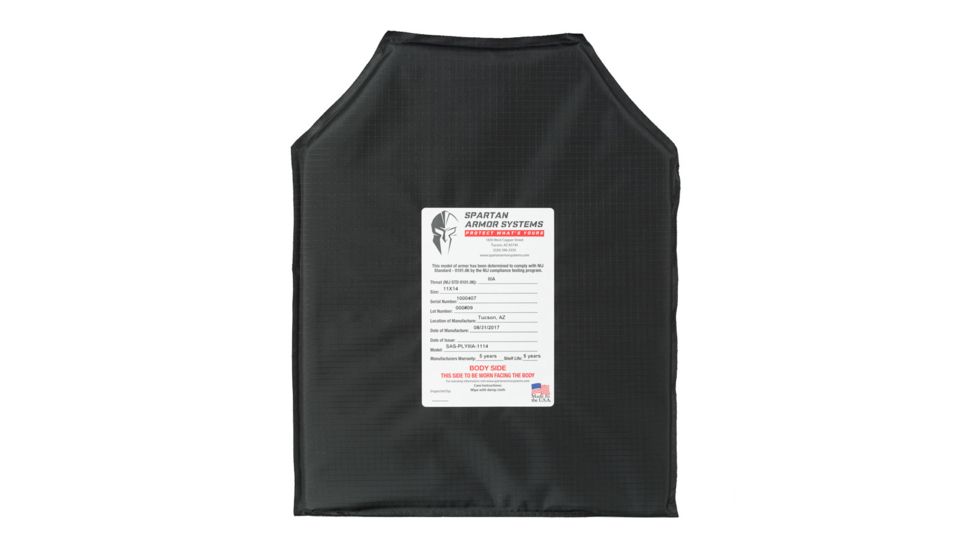 Spartan Armor Systems Flex Fused Core IIIA Soft Body Armor, Black, 11x14, SAS-PLYIIIA-1114-SET, SAS-PLYIIIA-1114-SET