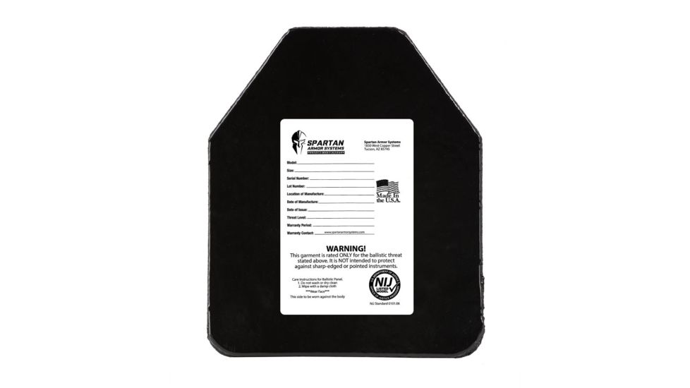 Spartan Armor Systems Level III Elaphros Set of Two, Black, 10x12, SAS-III-MCHY1012, SAS-III-MCHY1012