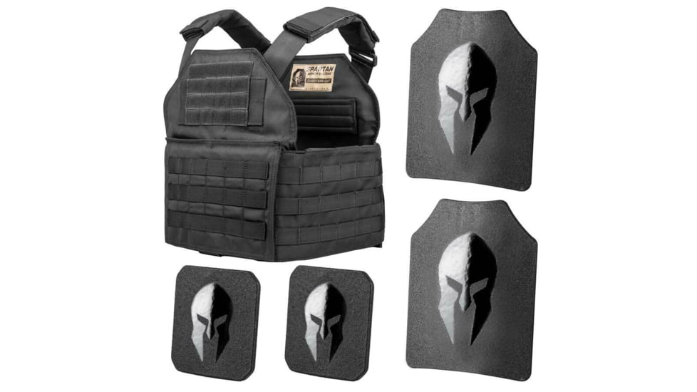 Spartan Armor Systems Shooters Cut And Omega AR500 Body Armor Package, Small/Extra Large, Black, Adjustable, SA-AR500PKG-SHPC-BK-SP