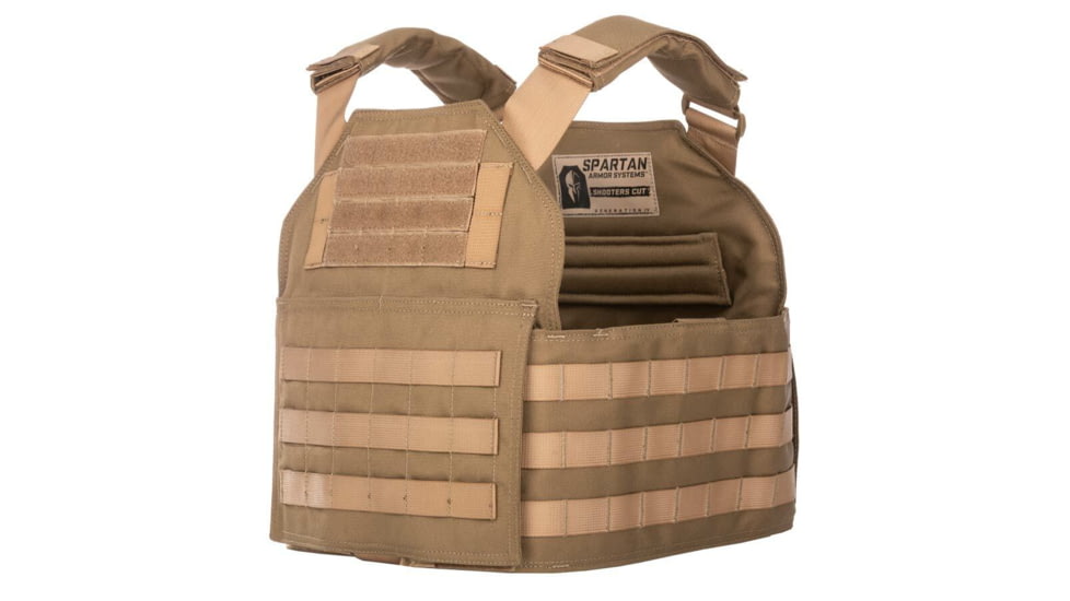 Spartan Armor Systems Shooters Cut And Omega AR500 Body Armor Package, Small/Extra Large, Tan, Adjustable, SA-AR500PKG-SHPC-TAN-SP