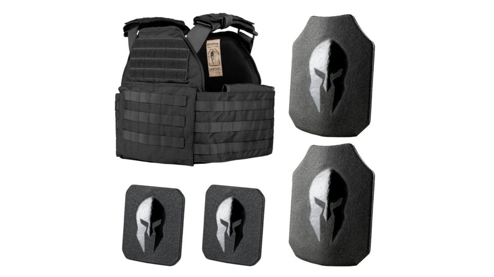 Spartan Armor Systems Spartan Armor/Sentinel Plate Carrier and AR550 Level III+ Body Armor Package, Black, Adjustable, SAS-PKG550-STNL-BK-KIT, SAS-PKG550-STNL-BK-KIT